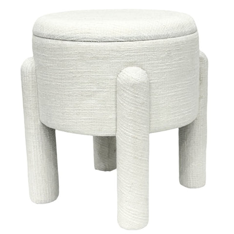 Oscar 23cm Beige Storage Stool Ottoman Compact MDF Timber Footrest Seat