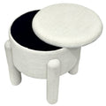 Oscar 23cm Beige Storage Stool Ottoman Compact MDF Timber Footrest Seat