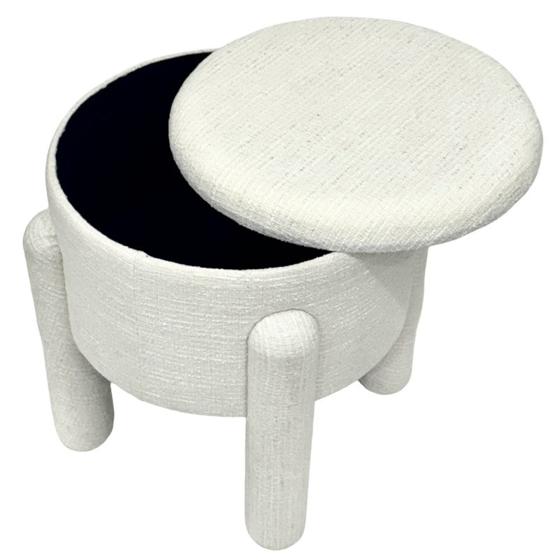 Oscar 23cm Beige Storage Stool Ottoman Compact MDF Timber Footrest Seat