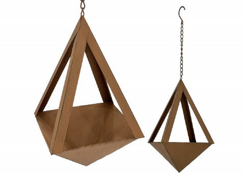 Rust Brown Metal Hanging Planter Set of 2, 60cm - Casual Elegance Decor - SuperSaverAU - view 1