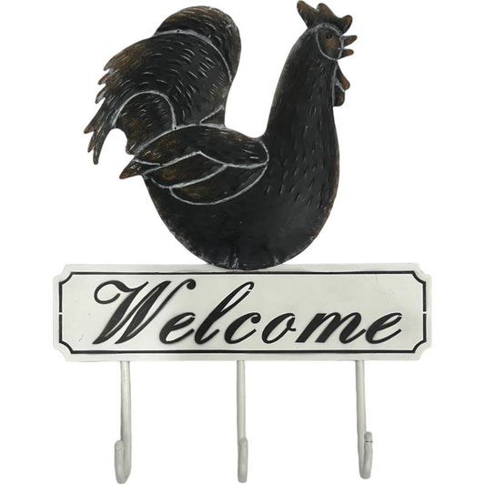 Fleet Rooster Hook Metal Sign with Wooden Frame, Multi Colour, 32x40cm