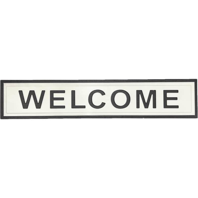 Welcome Wall Art Metal Black n White 94x15cm - Stylish Home Decor - SuperSaverAU - view 1
