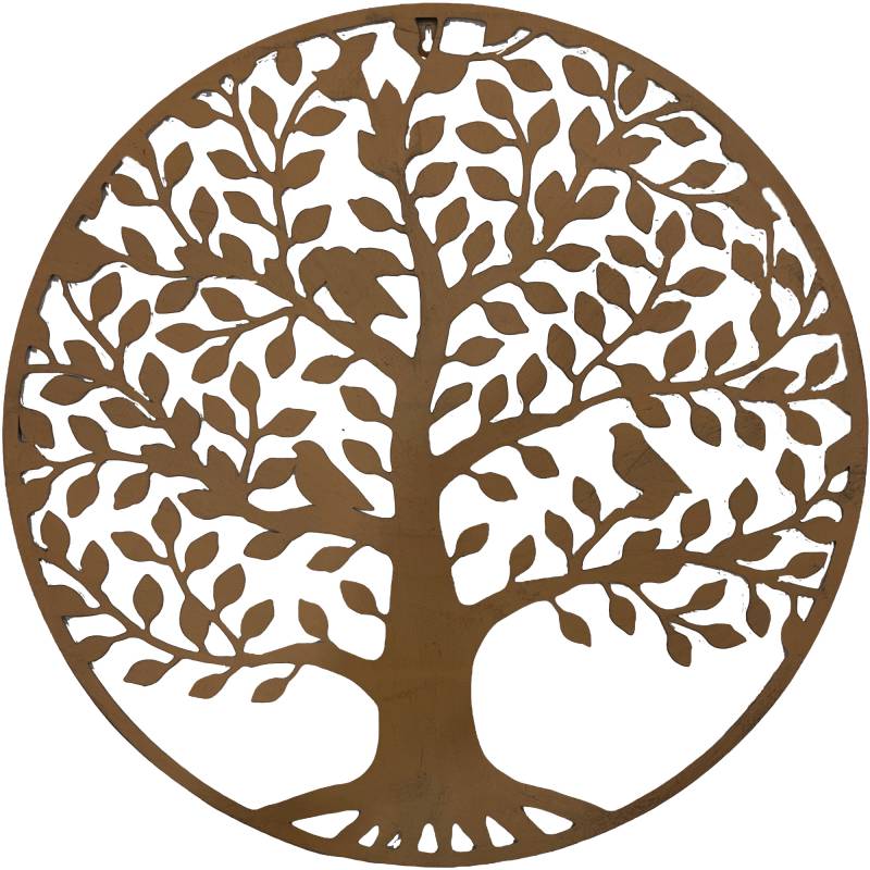 By The Tree Metal Wall Art 59x59cm Rust Brown Decorative Hanging Decor - SuperSaverAU - view 1