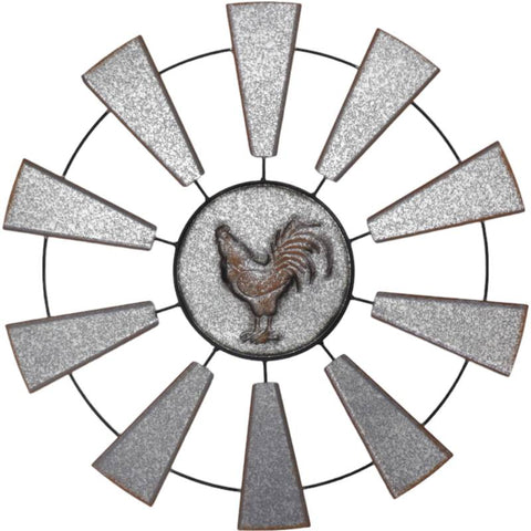 Rooster And Windmill Wall Art Metal Multi Colour 70x70cm - SuperSaverAU - view 1