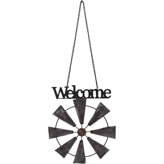 Welcome Windmill Wall Art 31x62cm
