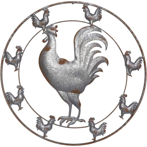 Rooster Wall Art 86x86cm - Galvanized Metal Hanging Decor - SuperSaverAU - view 1