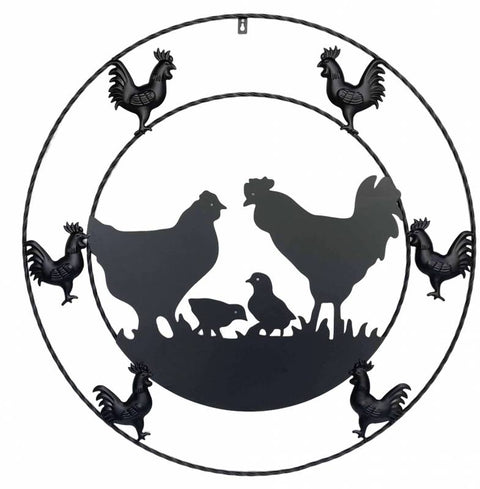 Metal Chicken Wall Art 79x79cm - Black Metal Decor for Stylish Home - SuperSaverAU - view 1