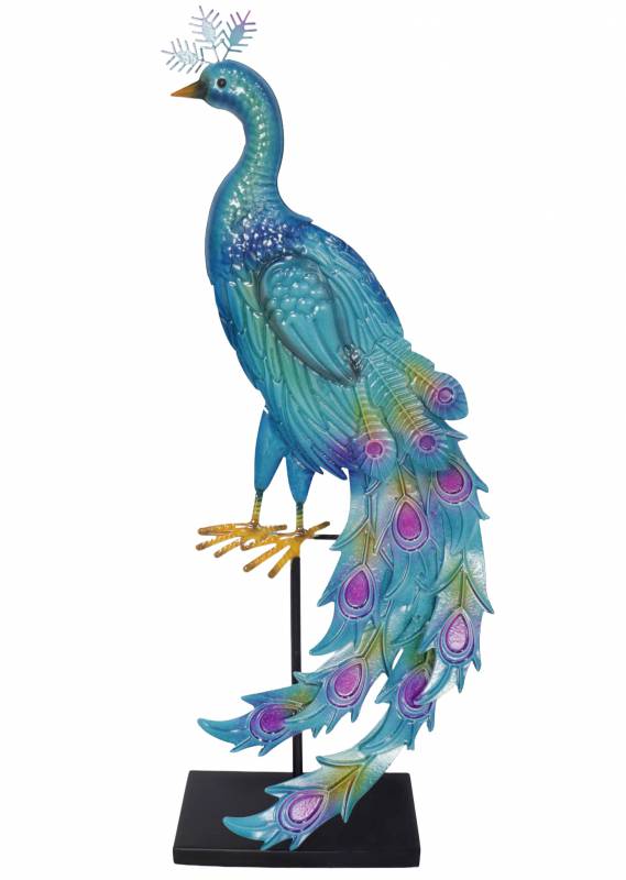 Metal Peacock Ornament 25x76cm, Indoor/Outdoor