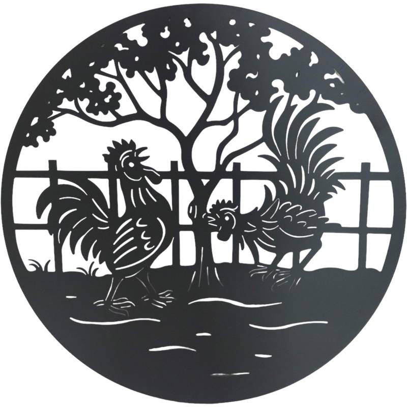 Happy Rooster Metal Wall Art 98x98cm - Black, Stylish Home Decor - SuperSaverAU - view 1
