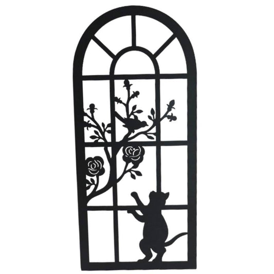 Cat By The Window Metal Wall Art 25x56cm