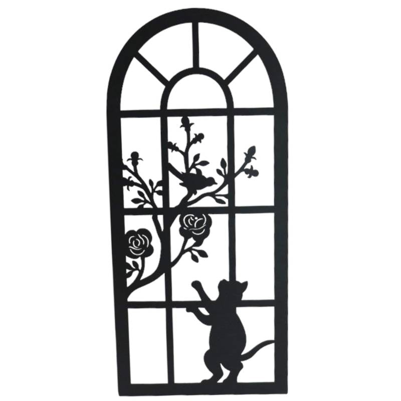 Cat By The Window Metal Wall Art 25x56cm - Black, Stylish Home Decor - SuperSaverAU - view 1