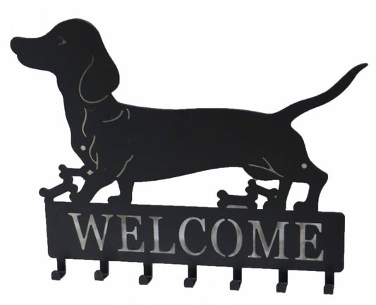 Dachshund Metal Hanger with 7 Hooks - 30x24cm