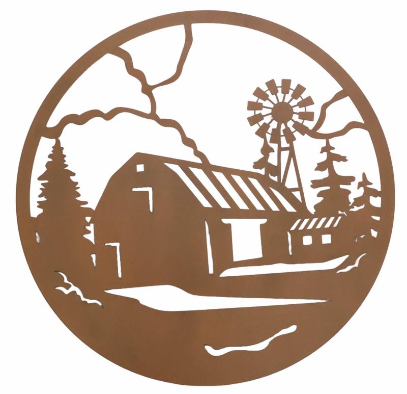 By The Barn Metal Wall Art 100cm - Brown, 100x1x100cm, 4kg Decor - SuperSaverAU - view 1