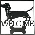 Welcome Dachshund Wall Art Metal Black 40x40cm Aesthetic Home Decor - SuperSaverAU - view 1