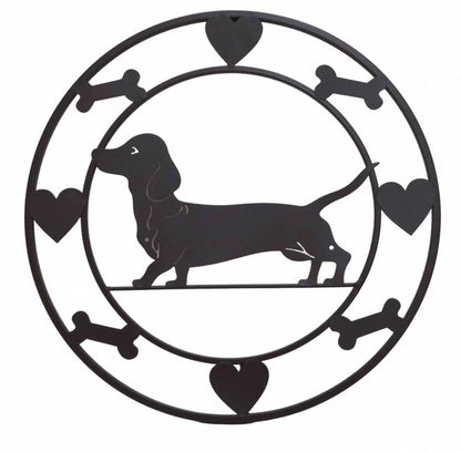 Round Dachshund Metal Wall Art 40cm