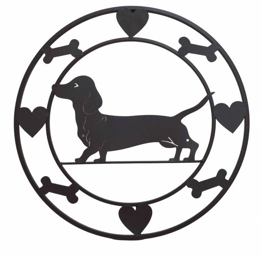 Round Dachshund Metal Wall Art 40cm