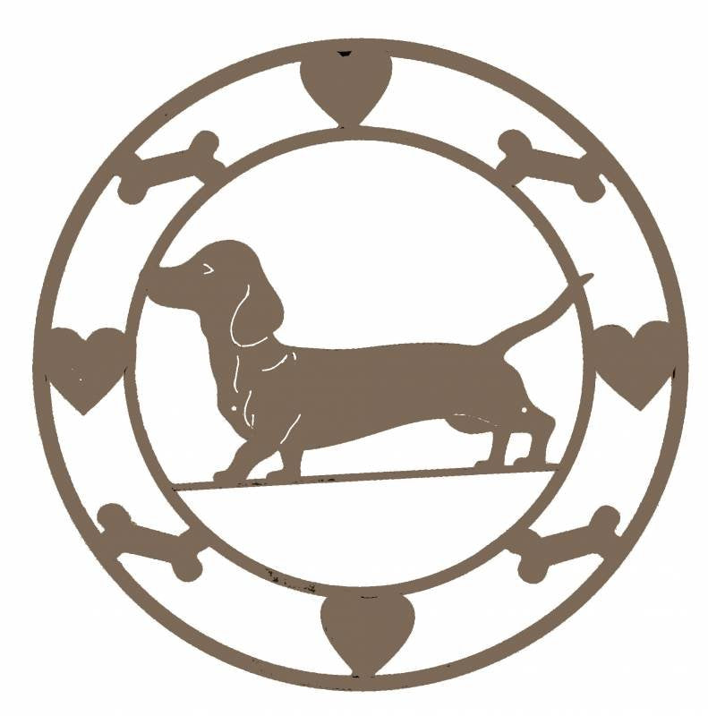 Round Dachshund Metal Wall Art 40cm - Black, Stylish Home Decor, 2kg - SuperSaverAU - view 2