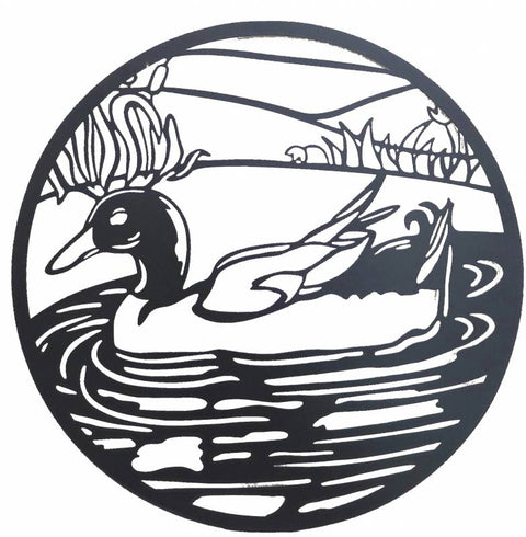 Round Friendly Duck Metal Wall Art 60cm - Black, Stylish Home Decor - SuperSaverAU - view 1