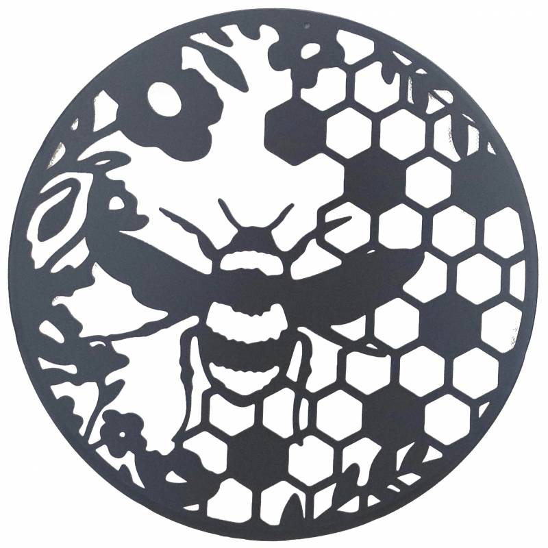 Round Bumble Bee Metal Wall Art 40cm
