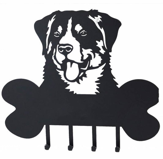 Happy Dog Metal Wall Art W 4 Hooks 30x27cm