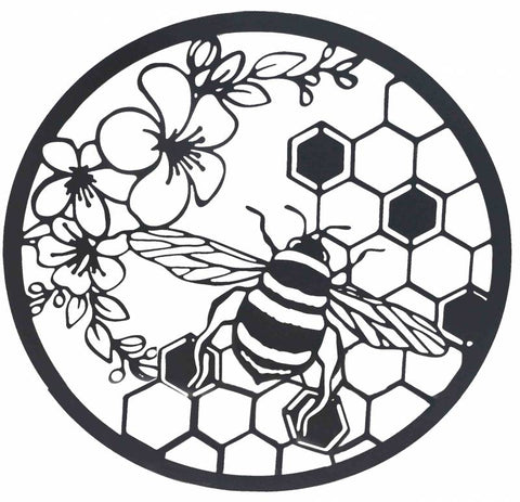 Beehive Producing Honey Metal Wall Art 60cm - Black, 1kg, Stylish Decor - SuperSaverAU - view 1