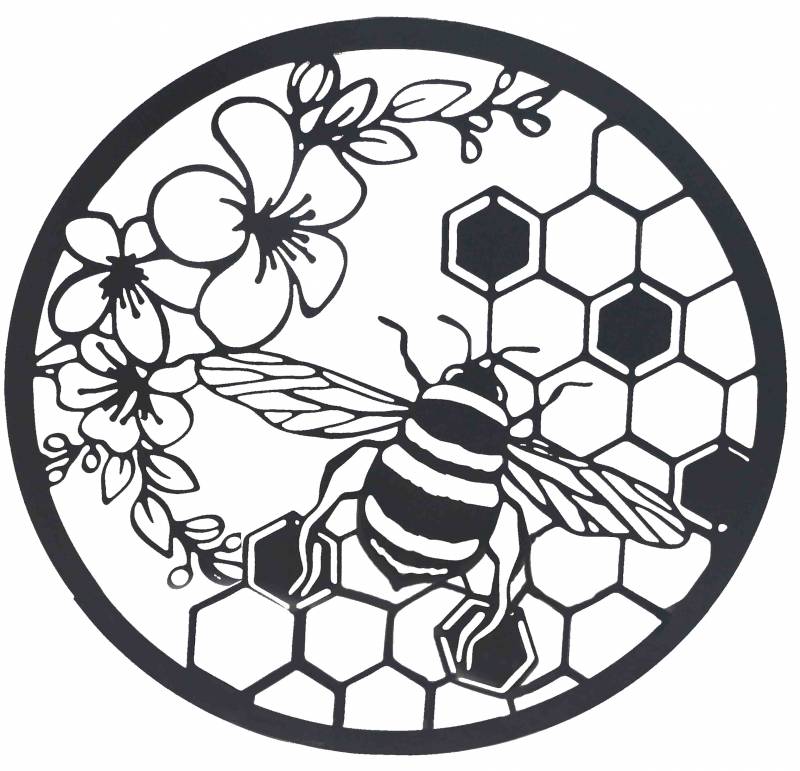 Beehive Producing Honey Metal Wall Art 60cm - Black, 1kg, Stylish Decor - SuperSaverAU - view 1