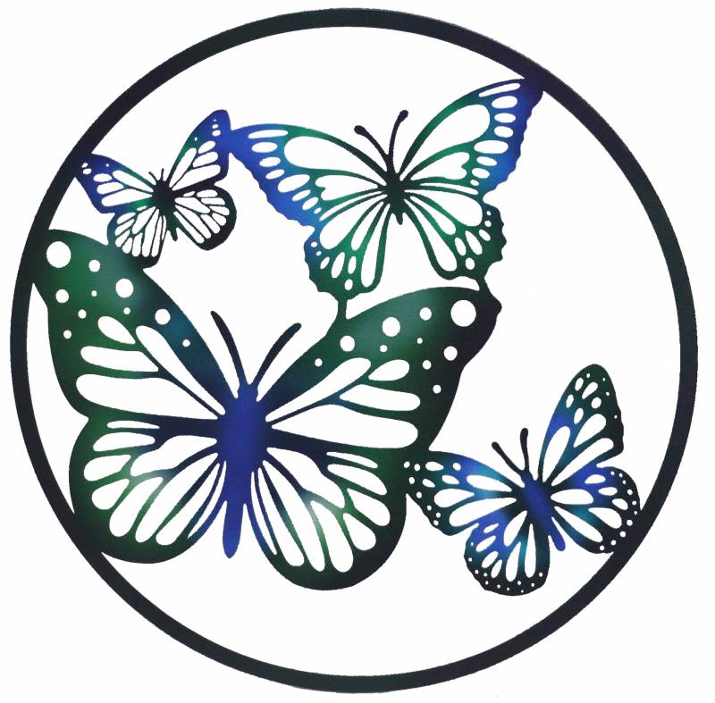 Round Butterfly Quad Metal Wall Art 60cm - Multi Colour, 2kg Decor - SuperSaverAU - view 1