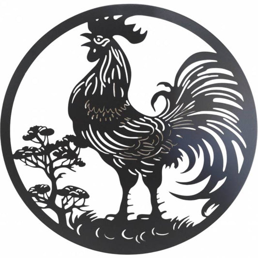Redlin Rooster Wall Art Metal Black 40cm - Stylish Home Decor