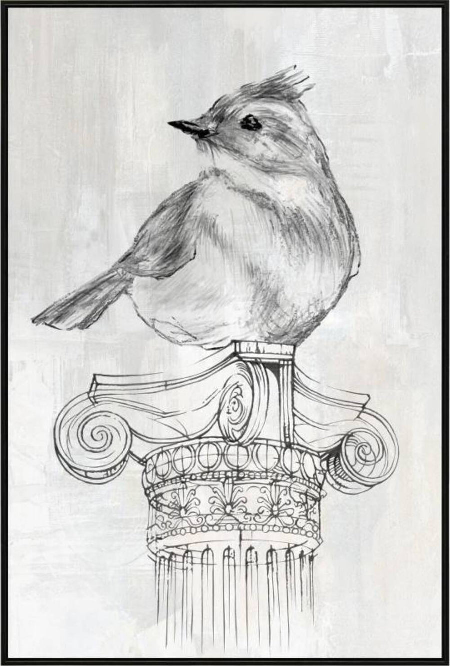 Bird on Column Framed Canvas Wall Art 60x3x90 cm Multi Colour - SuperSaverAU - view 1
