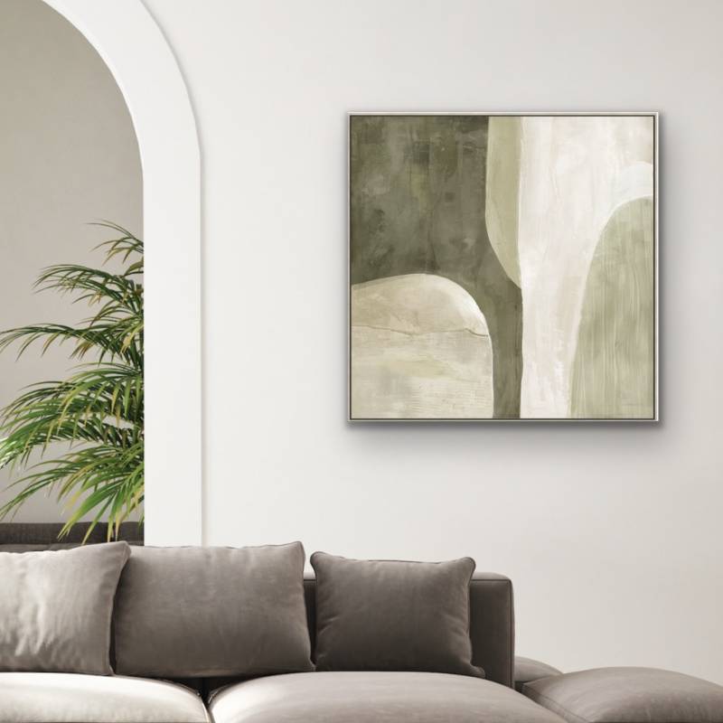 Premium Green Abstract Framed Wall Art – 80 x 80cm