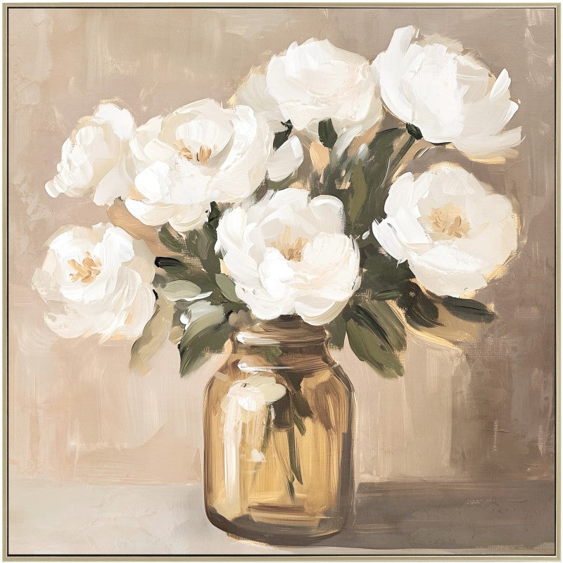 Premium Floral Framed Artwork – Multi Colour 80 x 80cm