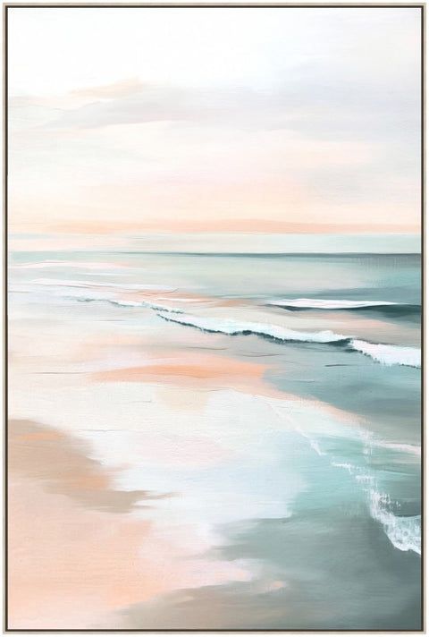 Premium Coastal Reverie Framed Artwork – Multi Colour 80 x 120cm
