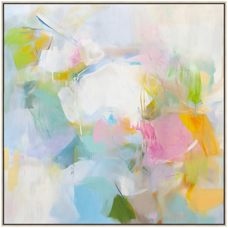 Premium Bright As A Button Framed Artwork – Multi Colour 80 x 80cm