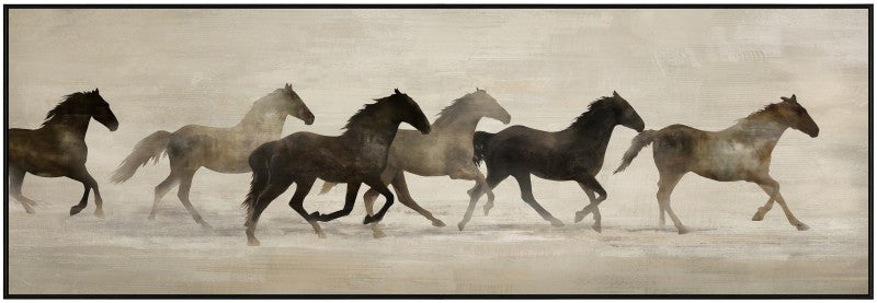 Premium Galloping Horse Framed Artwork – Multi Colour 150 x 50cm