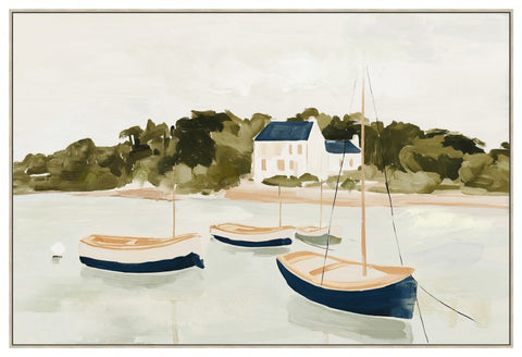 Premium Boats By The Bay Framed Artwork - 120cm