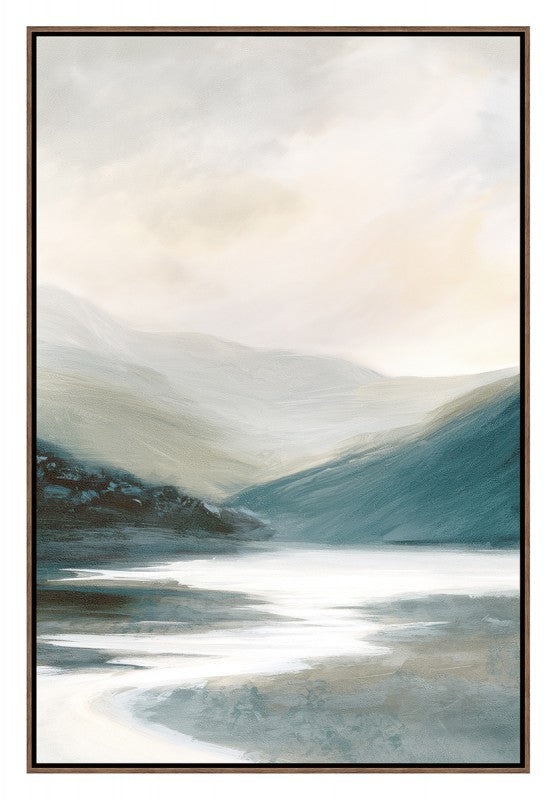 Premium Mountains by the Canal Framed Wall Artwork 80x120cm