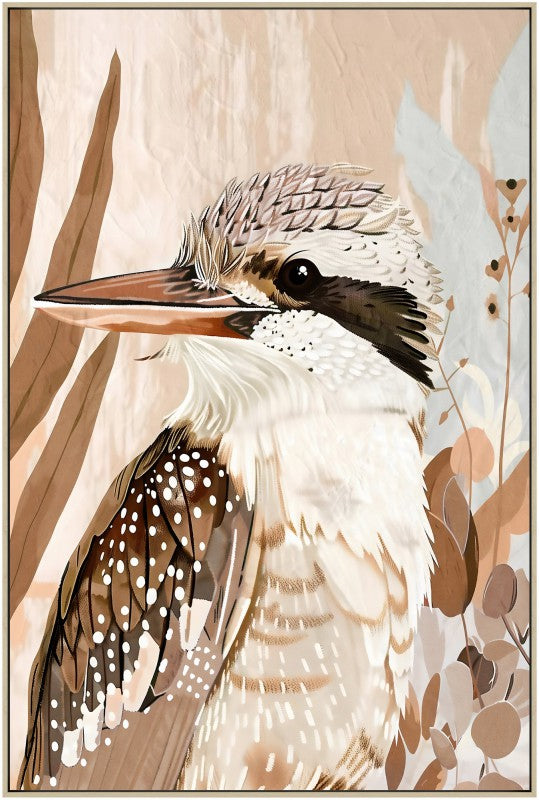 Premium Kookaburra Framed Canvas Artwork – 80 x 120cm