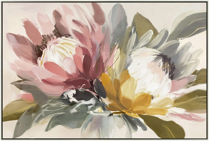 Premium Protea Duet Framed Canvas Artwork – 120 x 80cm