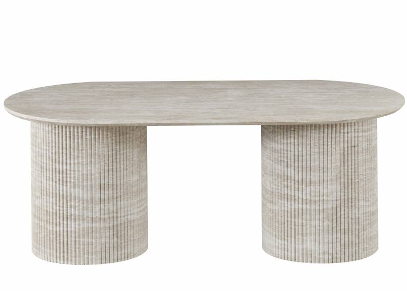 Premium Elodie 120cm Travertine Look MDF Coffee Table with 3D Texture