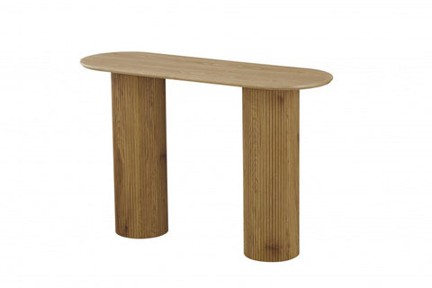 Premium Elodie 120cm Oak Veneer MDF Console Table with 3D Texture