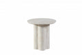 Signorina 50cm Travertine Look Round Side Table Modern MDF Timber Accent Table