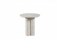 Signorina 50cm Travertine Look Round Side Table Modern MDF Timber Accent Table