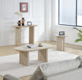 Signorina 50cm Travertine Look Round Side Table Modern MDF Timber Accent Table