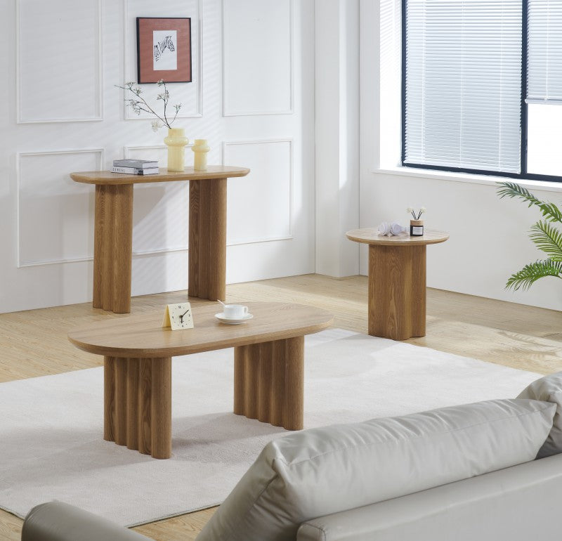 Signorina 50cm Oak Veneer Round Side Table Modern MDF Timber Accent Table
