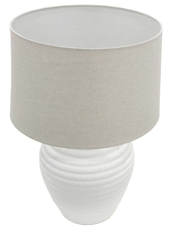 Premium Solstice Table Lamp – 63cm Ceramic Base with Hessian Shade