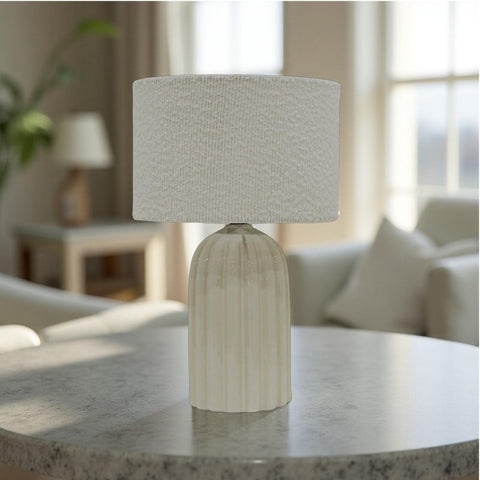 Premium Elan Table Lamp – 37cm Ceramic Base with Boucle Shade