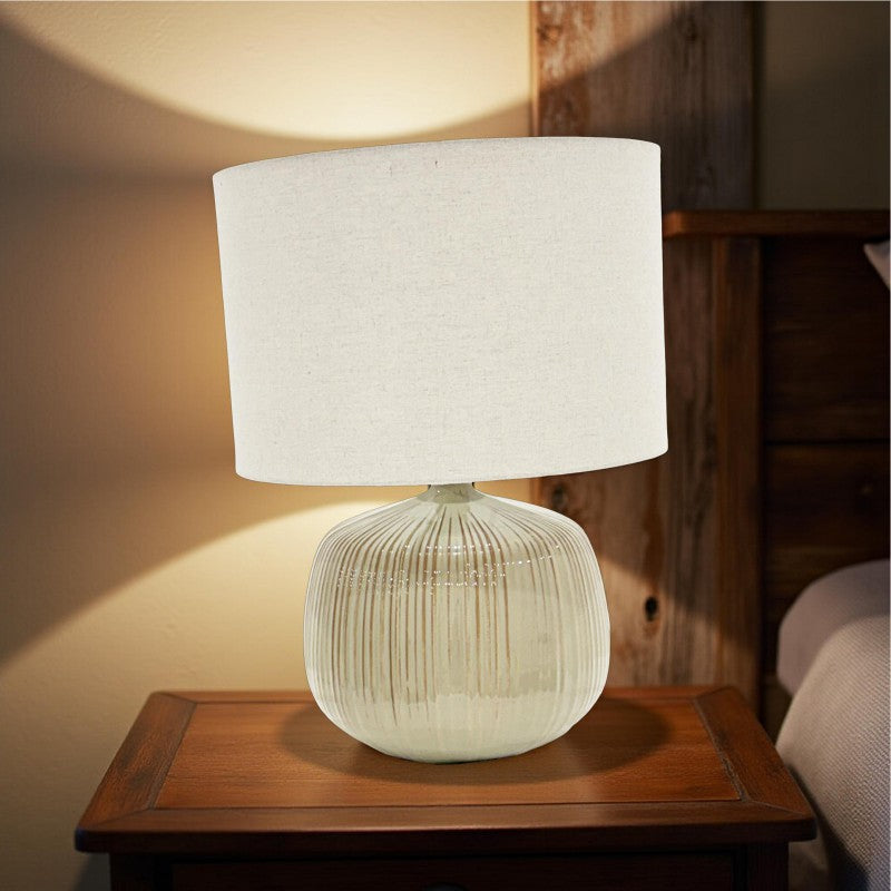 Premium Azure Table Lamp – 51cm Ceramic Base with Hessian Shade
