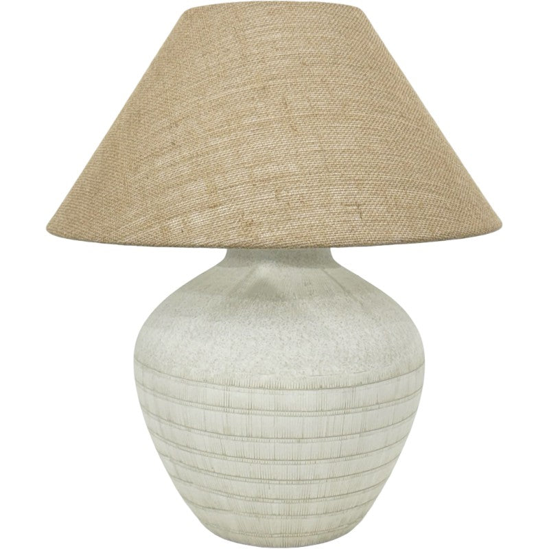 Premium Ferm Table Lamp – Natural 52cm Ceramic Base with Hessian Shade