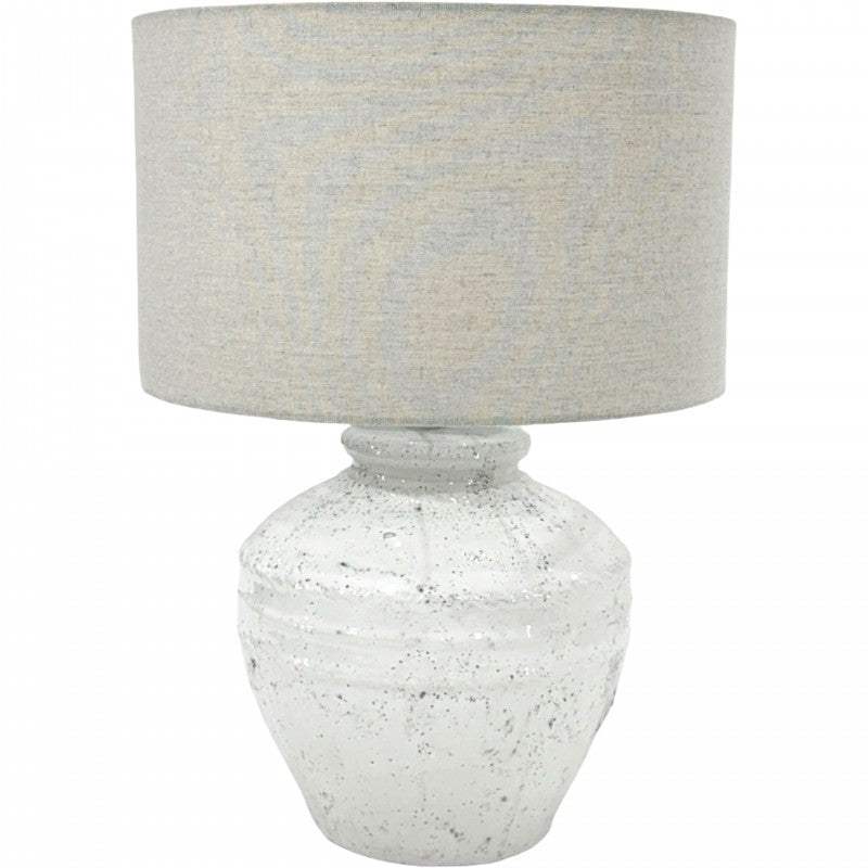 Matin 47cm Multi Colour Ceramic Table Lamp with Hessian Shade Living Room Decor