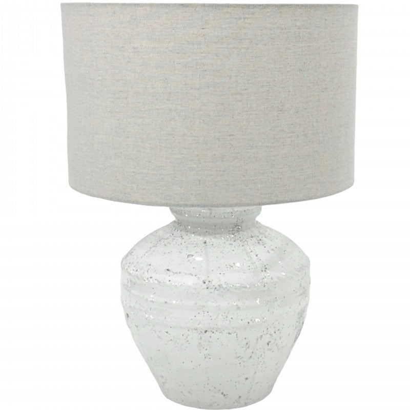 Matin 47cm Multi Colour Ceramic Table Lamp with Hessian Shade Living Room Decor
